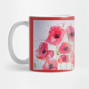 Red Poppy Party Watercolor flower Painting Mug